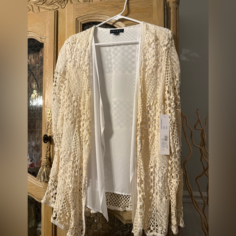 NWT Tribal Cream Crochet Women's Jacket